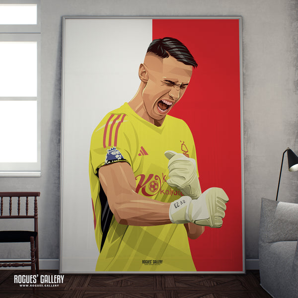 Odysseas Vlachodimos - Nottingham Forest - A0, A1, A2 or A3 Red & White Prints