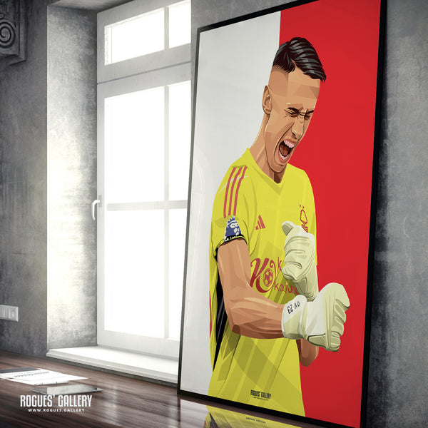 Odysseas Vlachodimos - Nottingham Forest - A0, A1, A2 or A3 Red & White Prints