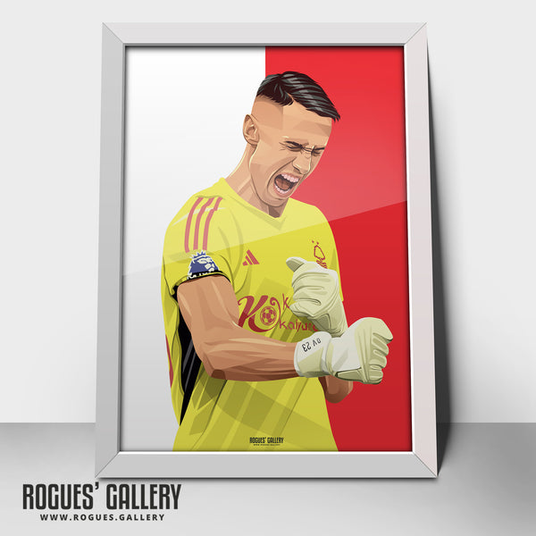 Odysseas Vlachodimos - Nottingham Forest - A0, A1, A2 or A3 Red & White Prints