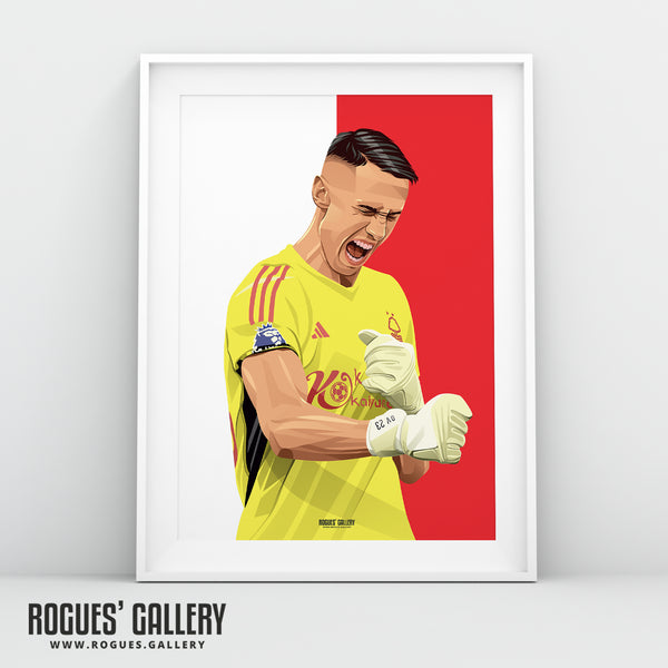 Odysseas Vlachodimos - Nottingham Forest - Signed A3 Red & White Prints