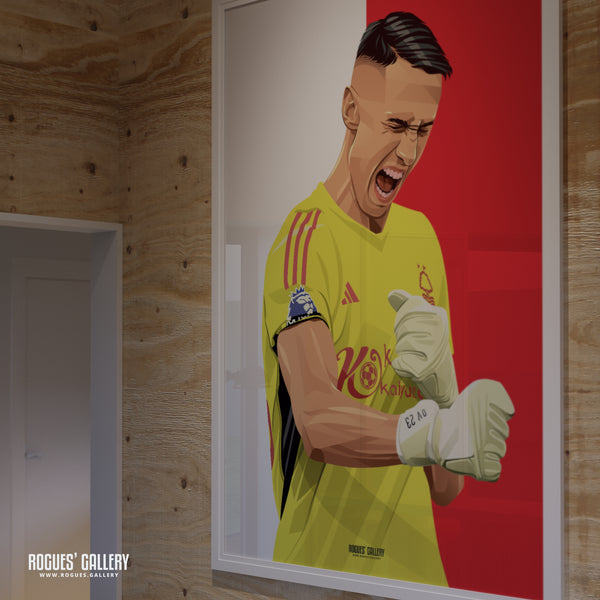 Odysseas Vlachodimos - Nottingham Forest - Signed A3 Red & White Prints