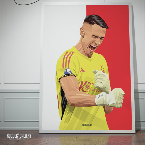 Odysseas Vlachodimos - Nottingham Forest - Signed A3 Red & White Prints