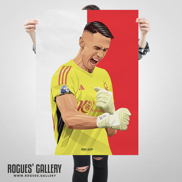 Odysseas Vlachodimos - Nottingham Forest - Signed A3 Red & White Prints