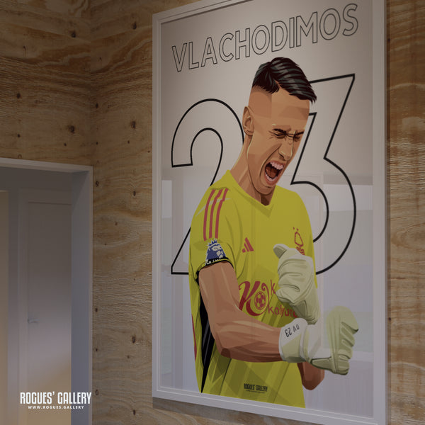 Odysseas Vlachodimos - Nottingham Forest - Signed A3 Name & Number Prints