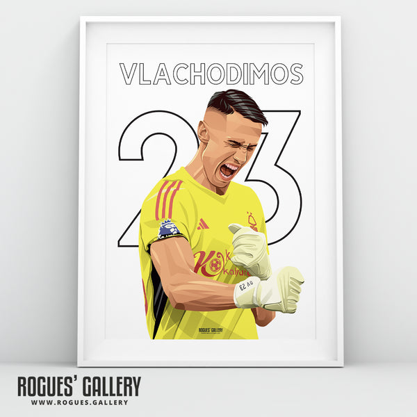 Odysseas Vlachodimos - Nottingham Forest - Signed A3 Name & Number Prints