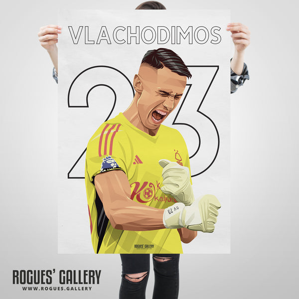 Odysseas Vlachodimos - Nottingham Forest - Signed A3 Name & Number Prints