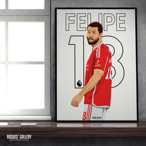 Felipe - Nottingham Forest - Signed A3 Premier League Name & Number Prints