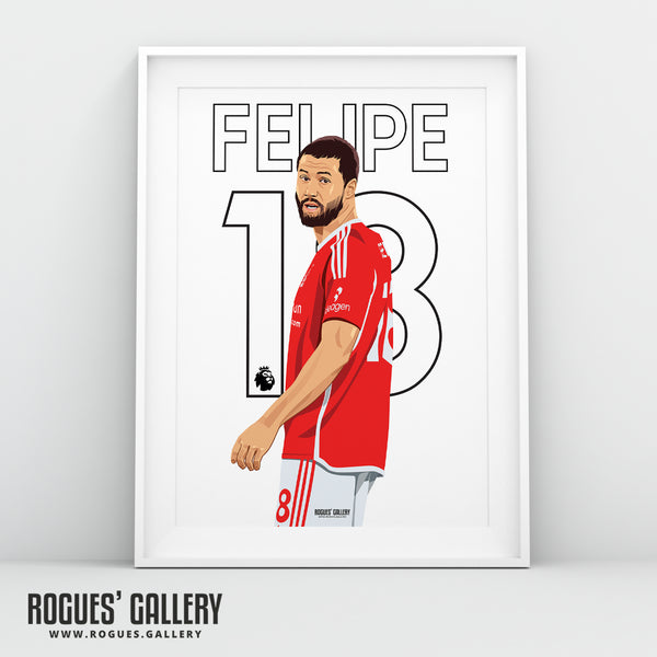 Felipe - Nottingham Forest - Signed A3 Premier League Name & Number Prints