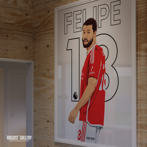 Felipe - Nottingham Forest - Signed A3 Premier League Name & Number Prints