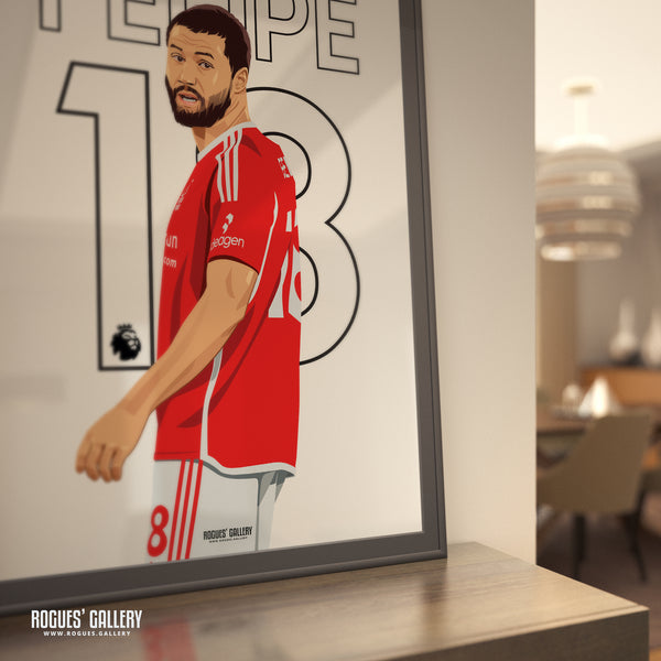 Felipe - Nottingham Forest - Signed A3 Premier League Name & Number Prints