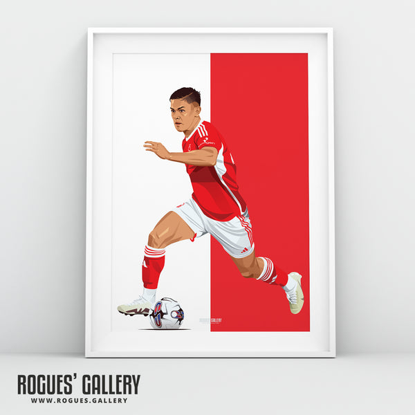Brandon Aguilera - Nottingham Forest - A0, A1, A2 or A3 Red & White Prints
