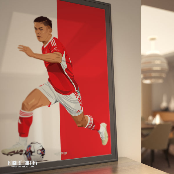 Brandon Aguilera - Nottingham Forest - A0, A1, A2 or A3 Red & White Prints