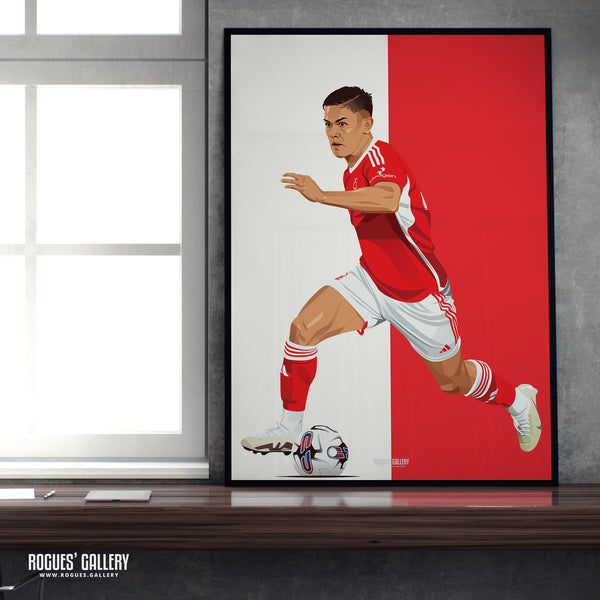 Brandon Aguilera - Nottingham Forest - A0, A1, A2 or A3 Red & White Prints