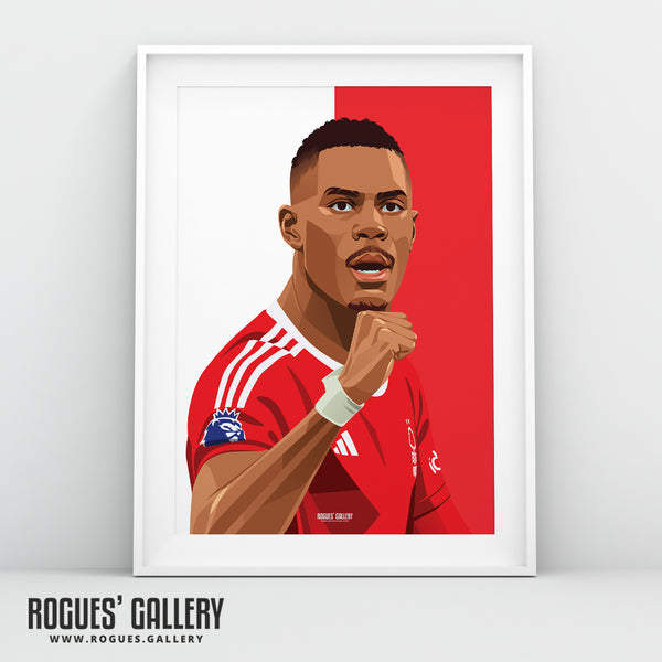 Moussa Niakhate - Nottingham Forest - Signed A3 Red & White Prints