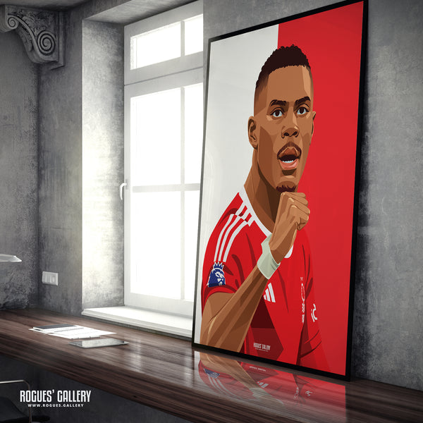 Moussa Niakhate - Nottingham Forest - Signed A3 Red & White Prints