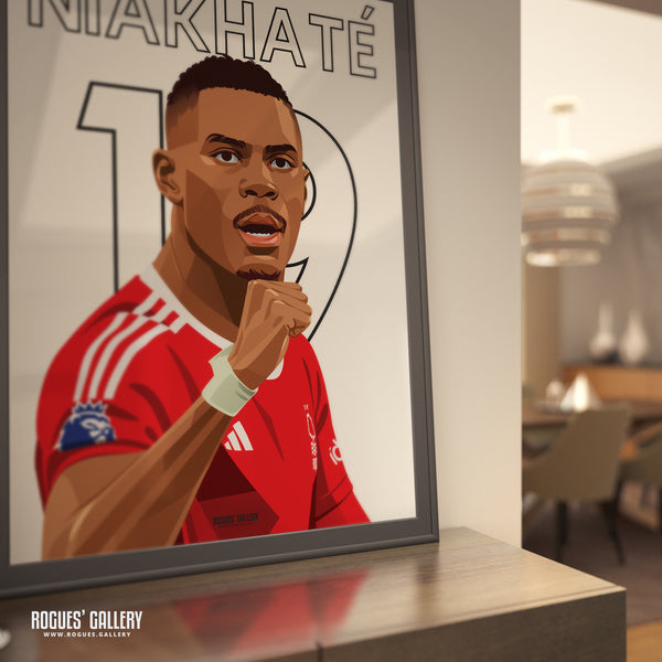 Moussa Niakhate - Nottingham Forest - Signed A3 Premier League Name & Number Prints
