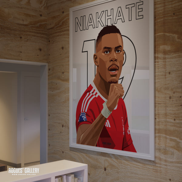 Moussa Niakhate - Nottingham Forest - Signed A3 Premier League Name & Number Prints