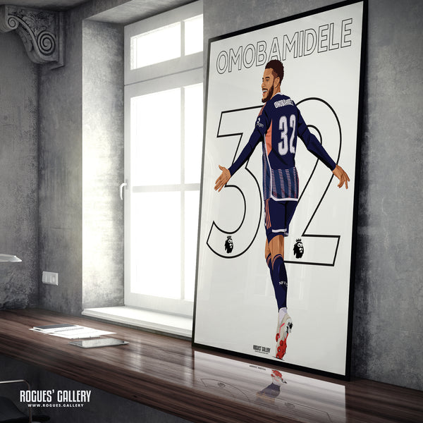 Andrew Omobamidele - Nottingham Forest - Signed A3 Premier League Name & Number Prints