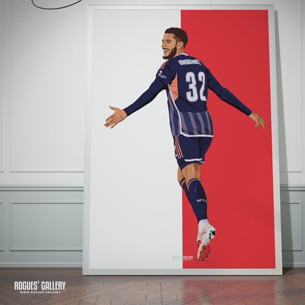 Andrew Omobamidele - Nottingham Forest - Signed A3 Red & White Prints