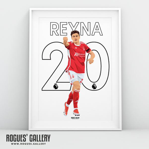 Gio Reyna - Nottingham Forest - A0, A1, A2 or A3 Premier League Name & Number Prints