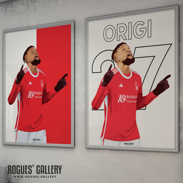 Divock Origi - Nottingham Forest - A0, A1, A2 or A3 Red & White Prints