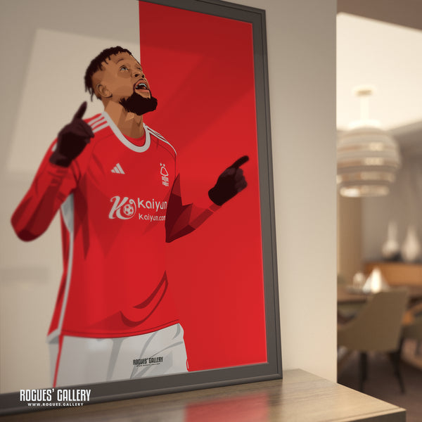 Divock Origi - Nottingham Forest - A0, A1, A2 or A3 Red & White Prints