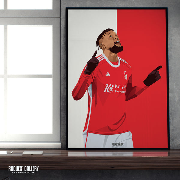 Divock Origi - Nottingham Forest - A0, A1, A2 or A3 Red & White Prints