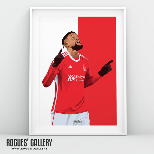Divock Origi - Nottingham Forest - A0, A1, A2 or A3 Red & White Prints