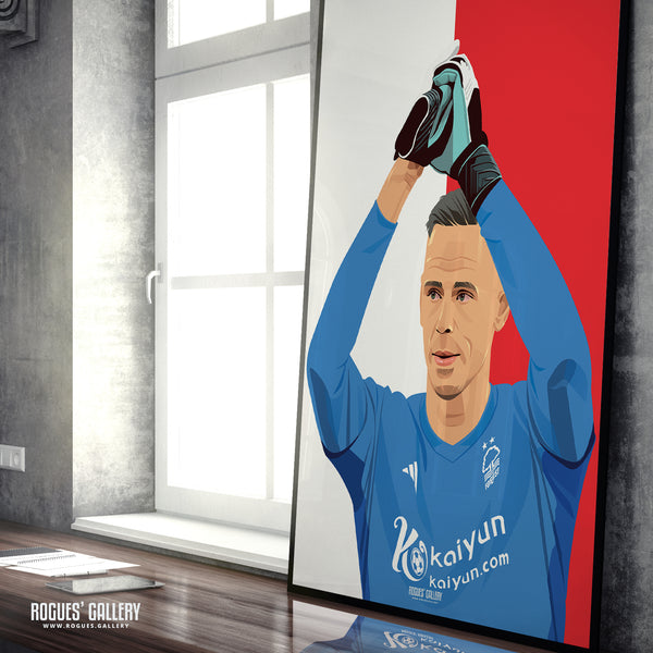 Matz Sels - Nottingham Forest - A0, A1, A2 or A3 Red & White Prints