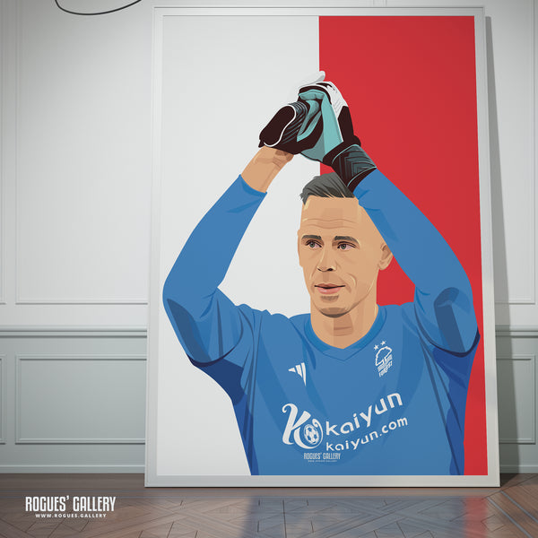 Matz Sels - Nottingham Forest - Signed A3 Red & White Prints