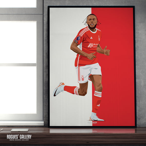 Nuno Tavares - Nottingham Forest - A0, A1, A2 or A3 Red & White Prints
