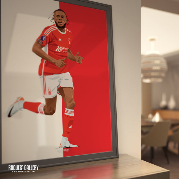 Nuno Tavares - Nottingham Forest - Signed A3 Red & White Prints