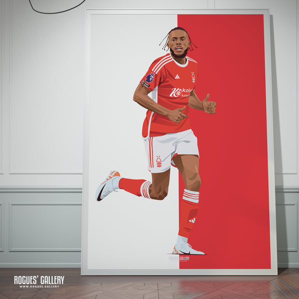 Nuno Tavares - Nottingham Forest - Signed A3 Red & White Prints