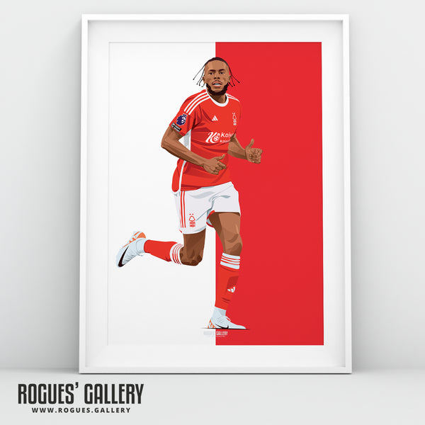 Nuno Tavares - Nottingham Forest - Signed A3 Red & White Prints