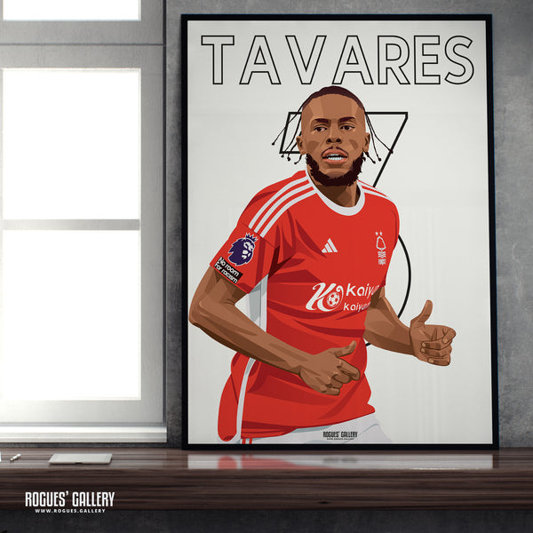 Nuno Tavares - Nottingham Forest - Signed A3 Premier League Name & Number Prints