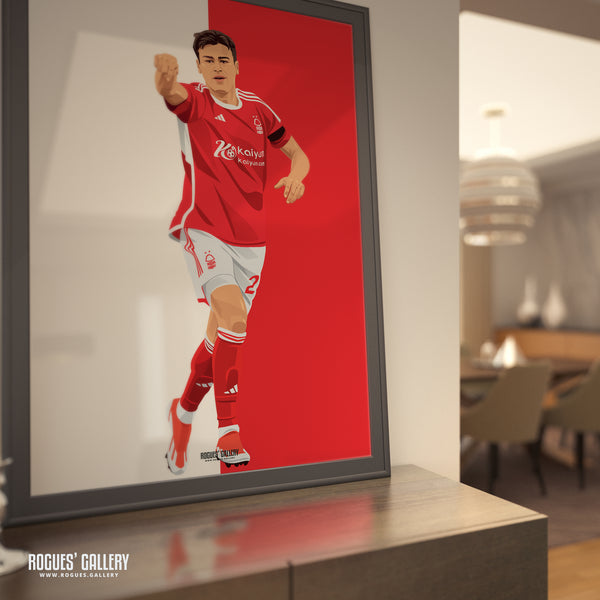 Gio Reyna - Nottingham Forest - A0, A1, A2 or A3 Red & White Prints