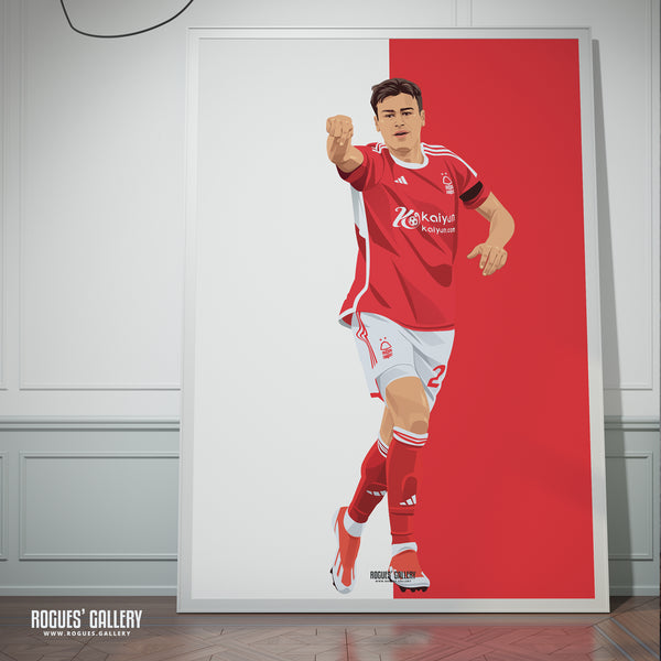 Gio Reyna - Nottingham Forest - A0, A1, A2 or A3 Red & White Prints