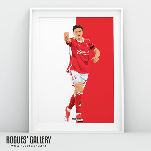 Gio Reyna - Nottingham Forest - A0, A1, A2 or A3 Red & White Prints