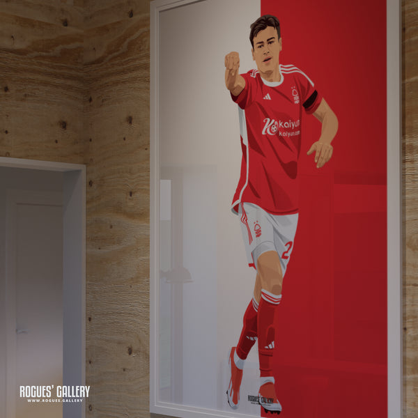 Gio Reyna - Nottingham Forest - Signed A3 Red & White Prints