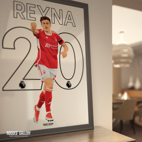 Gio Reyna - Nottingham Forest - Signed A3 Premier League Name & Number Prints