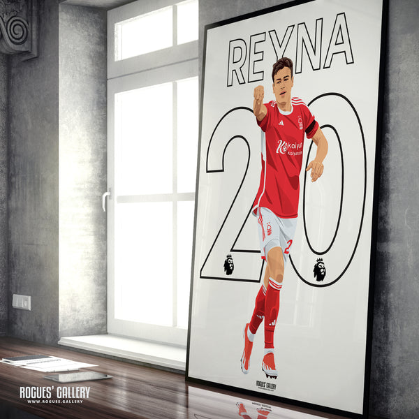 Gio Reyna - Nottingham Forest - Signed A3 Premier League Name & Number Prints