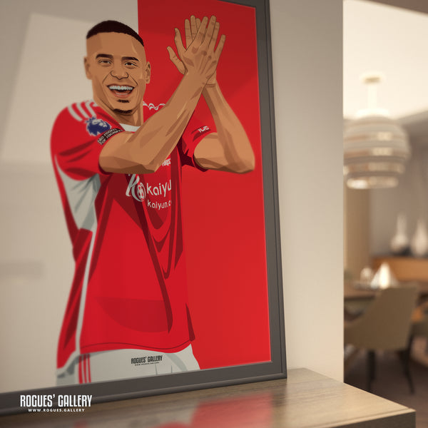 Murillo - Nottingham Forest - A0, A1, A2 or A3 Red & White Prints