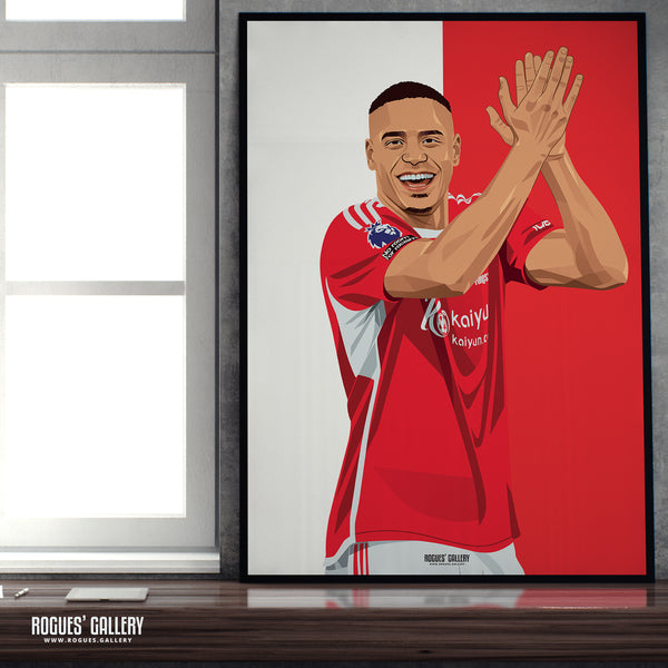 Murillo - Nottingham Forest - A0, A1, A2 or A3 Red & White Prints