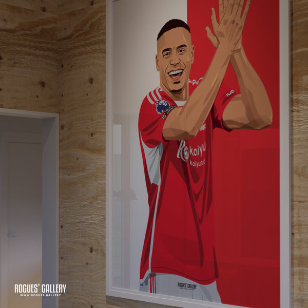 Murillo - Nottingham Forest - A0, A1, A2 or A3 Red & White Prints