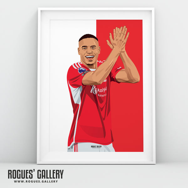 Murillo - Nottingham Forest - A0, A1, A2 or A3 Red & White Prints