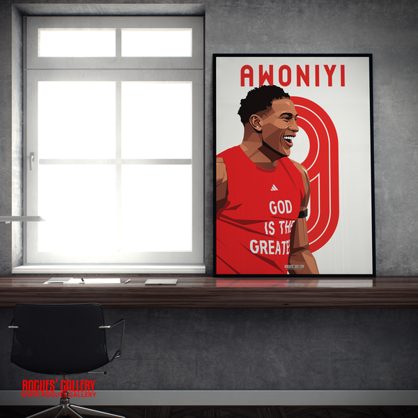Taiwo Awoniyi Nottingham Forest striker A2 print Nigeria God 9