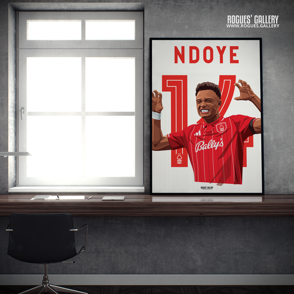 Dan NDoye Nottingham Forest  winger 2025-6 A2 print 14 City Ground