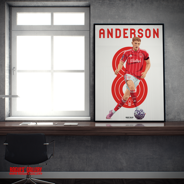 Elliot Anderson Nottingham Forest  midfielder 2025-6 A2 print 8 
