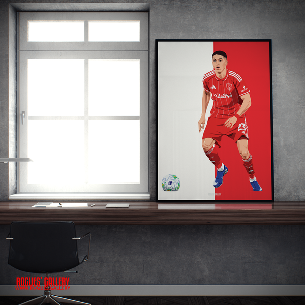 Jair Cunha Nottingham Forest defender red A2 print Brazil