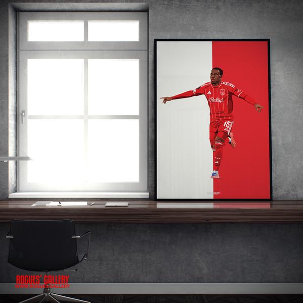 Arnaud Kalimuendo Nottingham Forest French striker red A2 print City Ground